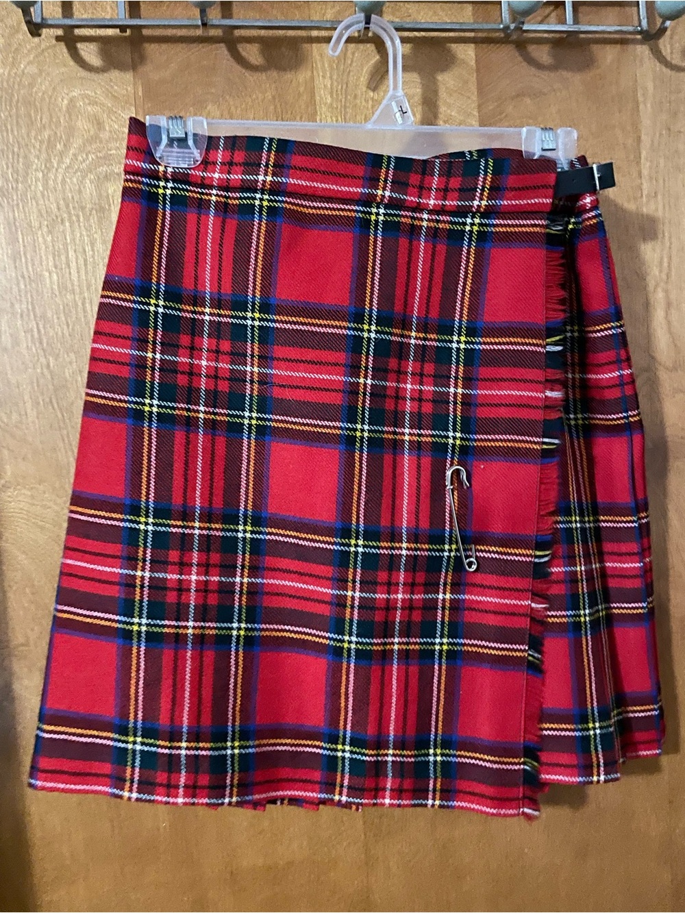 Tartan Plaid Mini Wrap Skirt - Red